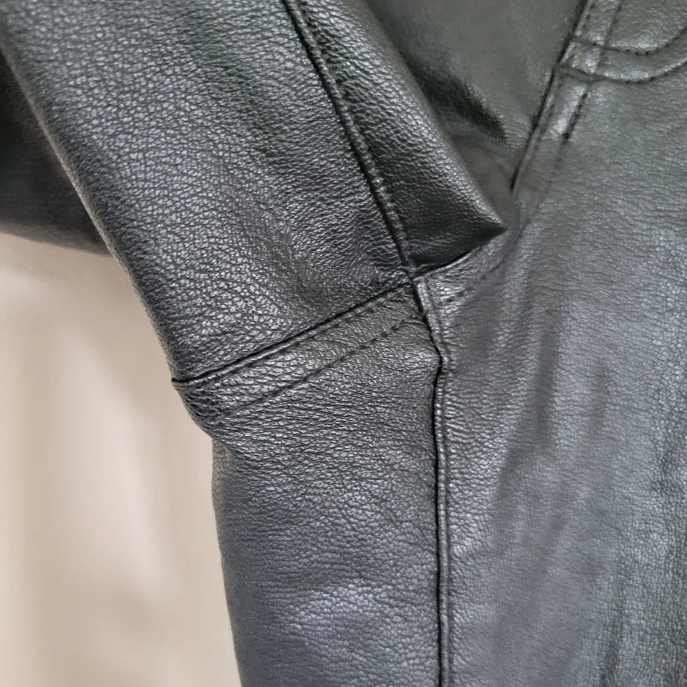 7 For All Mankind Faux Leather Black Moto Pants - Picture 4 of 10